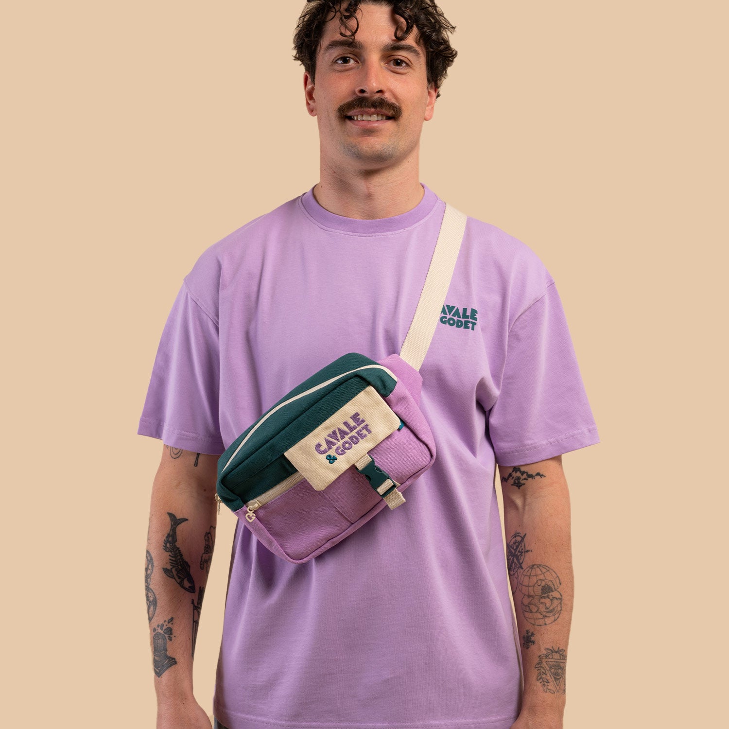 Sac banane vert sapin violet
