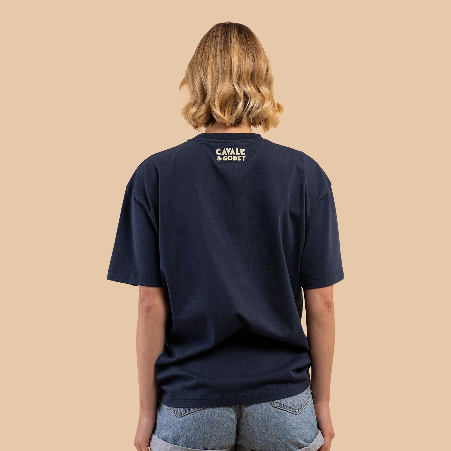 T-shirt loose "Courir & Trinquer" bleu