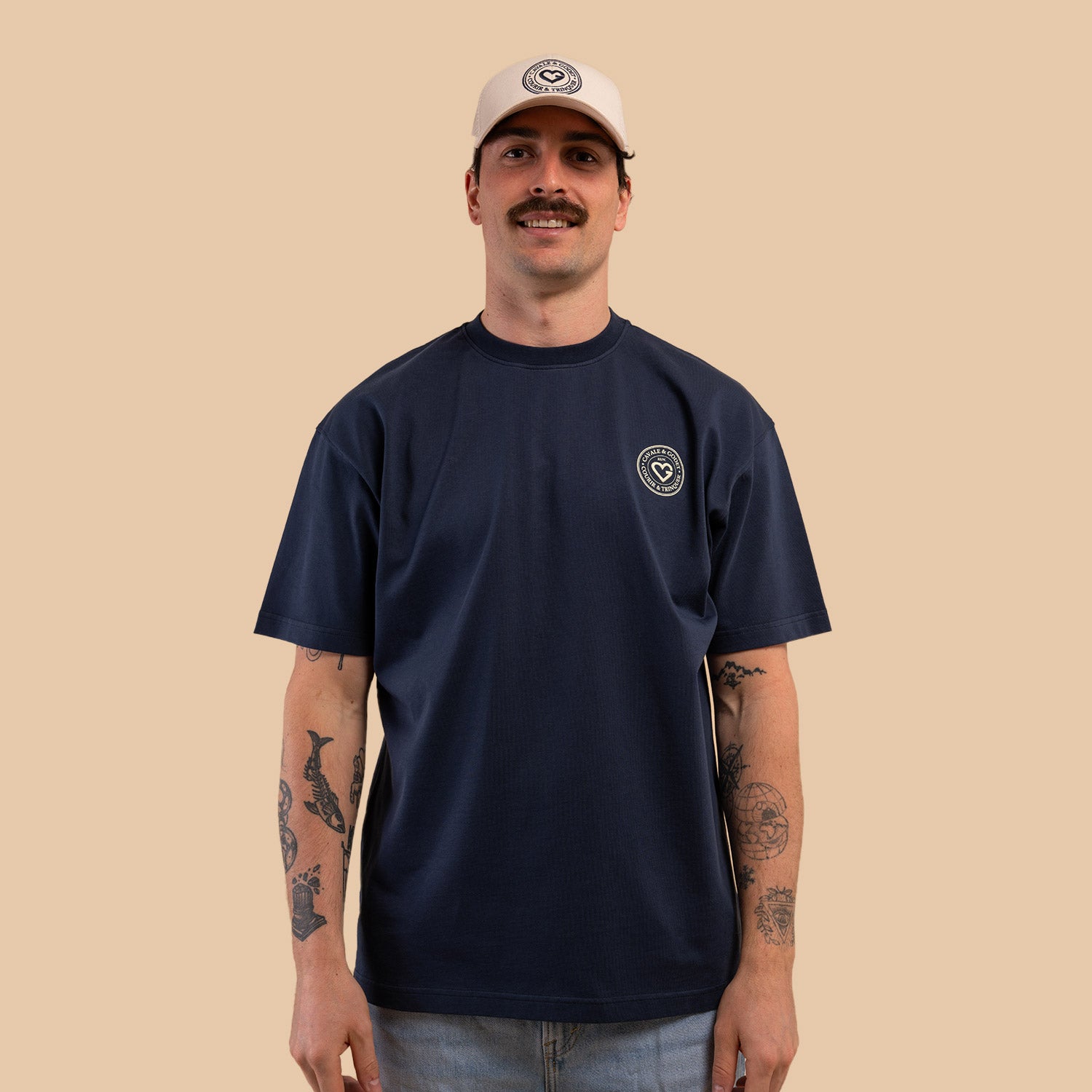 T-shirt loose "Courir & Trinquer" bleu