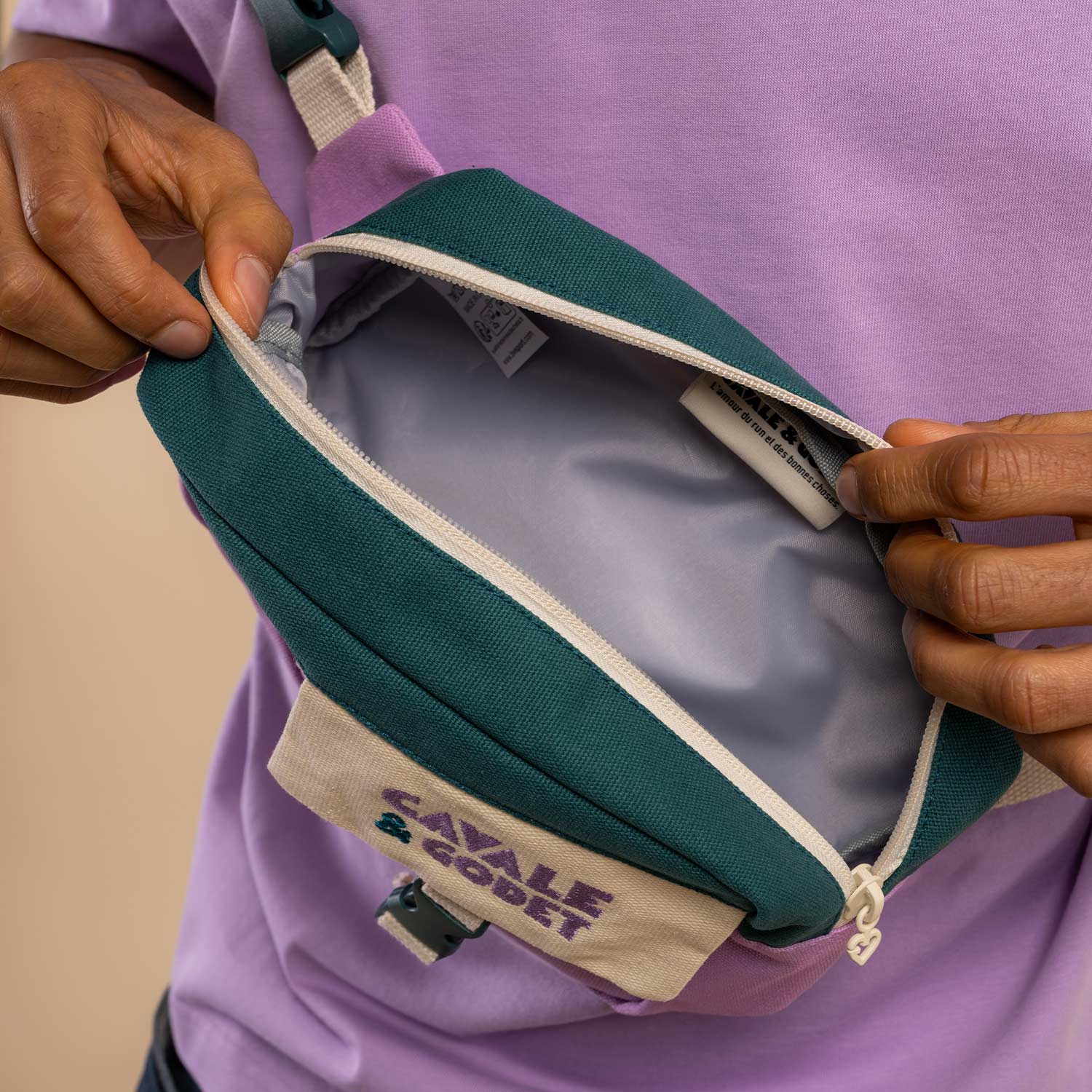 Sac banane vert sapin violet