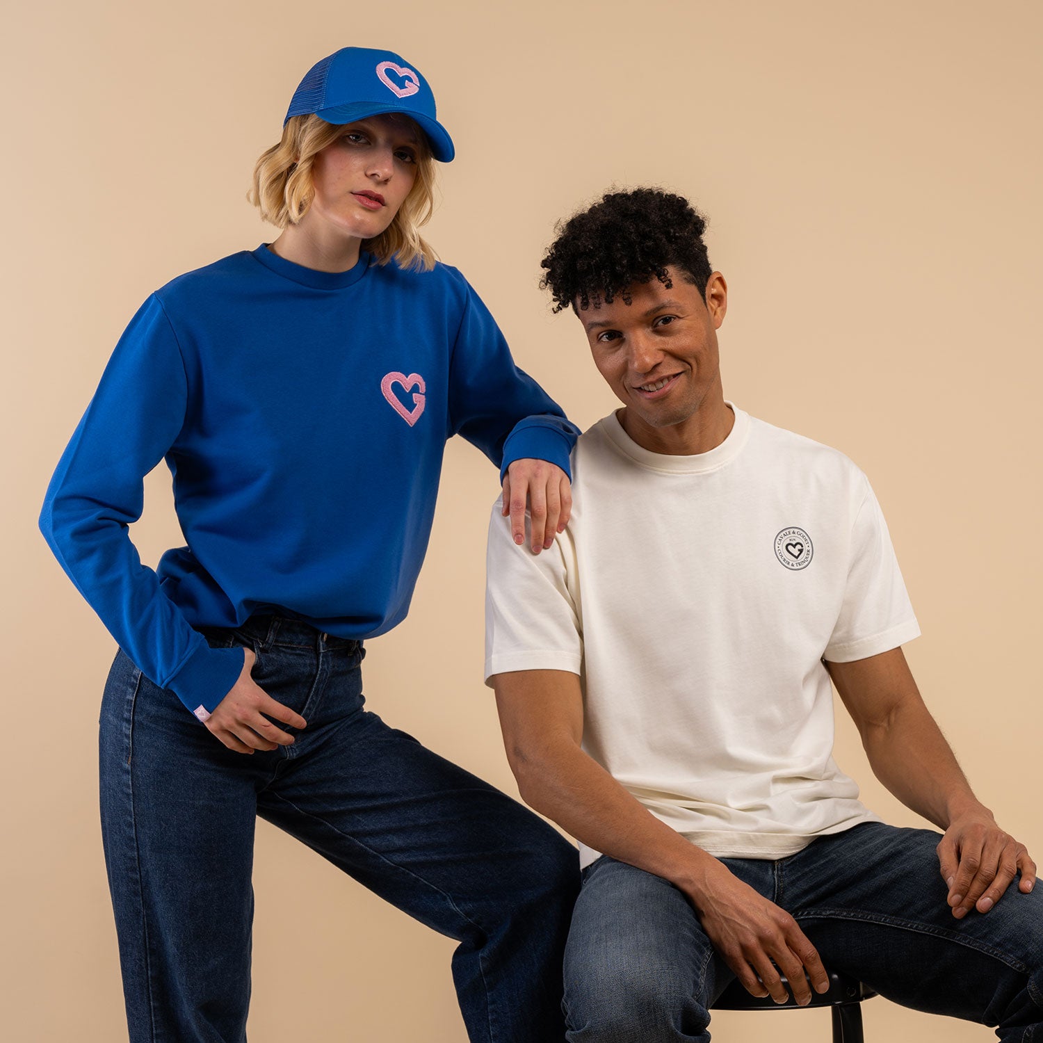 Casquette trucker cœur bleu