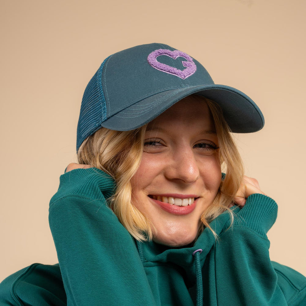 Casquette trucker cœur vert