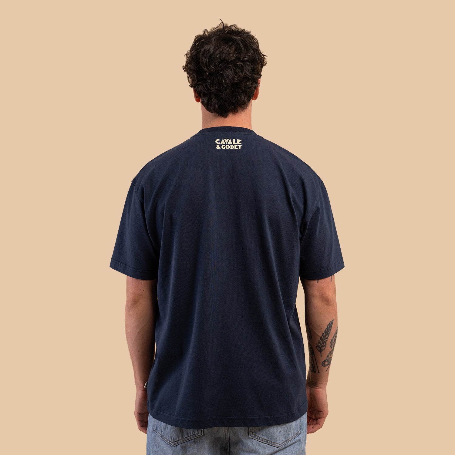 T-shirt loose "Courir & Trinquer" bleu